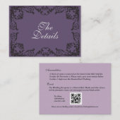 Carte D'accompagnement Black Goth Mariage QRC Détails du Mariage Pièce jo (Devant / Derrière)