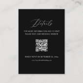 Carte D'accompagnement Black Mariage Détails Site Web Qr Code (Devant)
