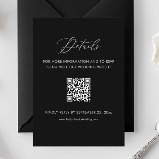 Carte D'accompagnement Black Mariage Détails Site Web Qr Code