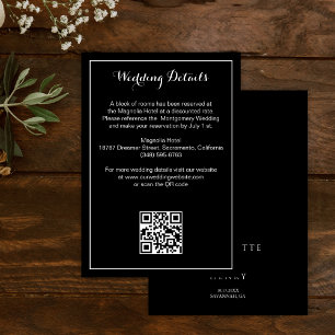 Carte D'accompagnement Black Modern Callighraphy Script Détails du Mariag