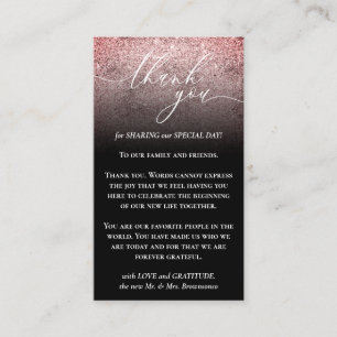 Carte D'accompagnement Black Pink Photo personnalisé Glitz Merci