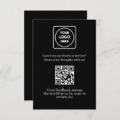 Carte D'accompagnement Black QR | Customer Feedback & Review Link (Devant / Derrière)