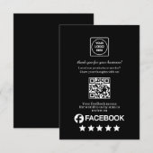 Carte D'accompagnement Black QR | Facebook Business Rating Link (Devant / Derrière)