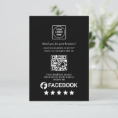 Carte D'accompagnement Black QR | Facebook Business Rating Link (Debout devant)