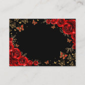Carte D'accompagnement Black Red Gold Quinceanera Reception Details (Dos)