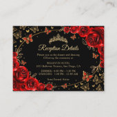 Carte D'accompagnement Black Red Gold Quinceanera Reception Details (Devant)