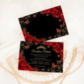 Carte D'accompagnement Black Red Gold Quinceanera Reception Details