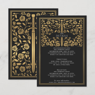 Carte D'accompagnement Black Royal Medieval Sword Détails du Mariage