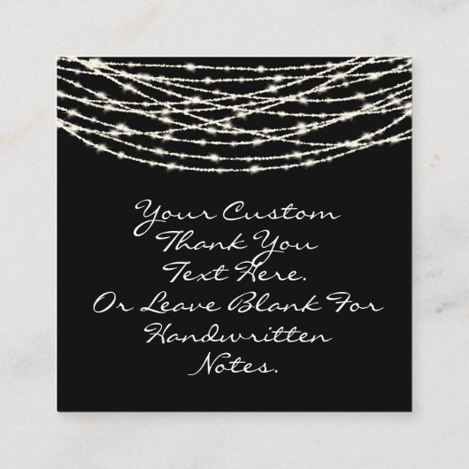 Carte D'accompagnement Black Rustic String Lights Mariage Merci Note (Dos)