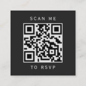 Carte D'accompagnement Black Silver Agate Dark Mariage QR Code RSVP (Dos)
