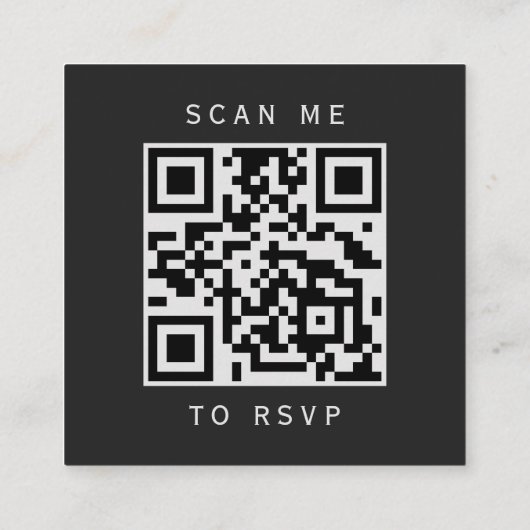 Carte D'accompagnement Black Silver Agate Dark Mariage QR Code RSVP (Dos)
