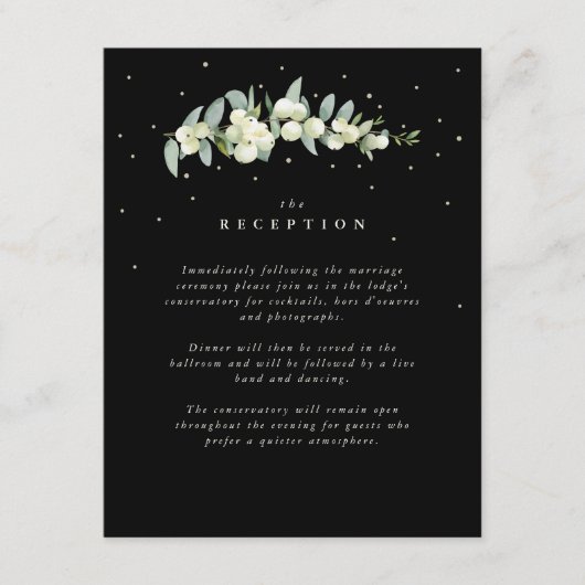 Carte D'accompagnement Black Snowberry+Eucalyptus Réception de mariage de (Devant)