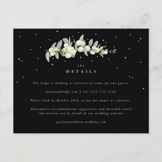 Carte D'accompagnement Black Snowberry+Eucalyptus Stem Détails du Mariage (Devant)