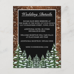 Carte D'accompagnement Black Snowy Wood & Forest Détails du Mariage campa