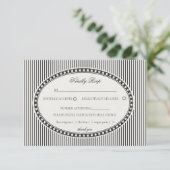 Carte D'accompagnement Black Striped Harlequin Pattern Wedding RSVP (Debout devant)