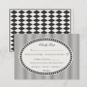 Carte D'accompagnement Black Striped Harlequin Pattern Wedding RSVP (Devant / Derrière)