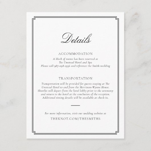 Carte D'accompagnement Black Wedding Enclosure Card (Devant)