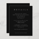 Carte D'accompagnement Black & White Elegant Boho Détails Mariage Moderne (Devant / Derrière)