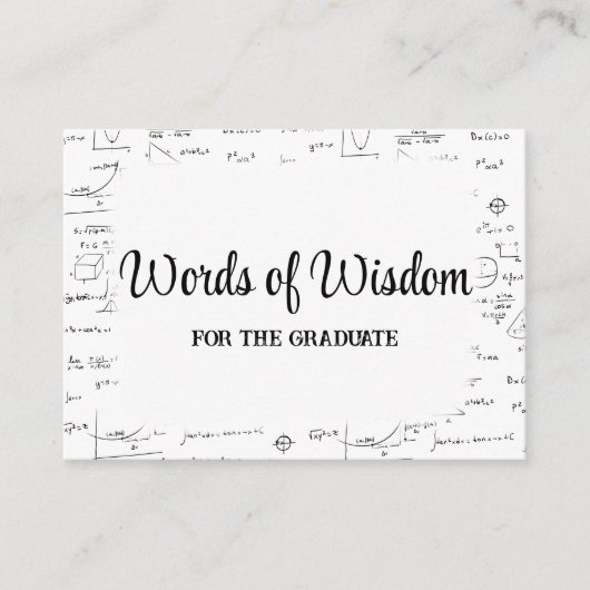 Carte D'accompagnement Black White Script Graduate Words of Wisdom Consei (Devant)
