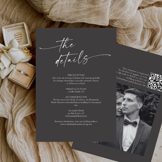 Carte D'accompagnement BLAIRE Moderne Calligraphie Script Détails du Mari