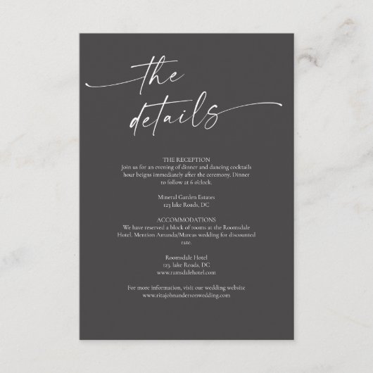 Carte D'accompagnement BLAIRE Moderne Calligraphie Script Détails du Mari (Devant)