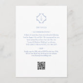 Carte D'accompagnement Blanc + bleu | Floral Monogrammé Mariage de code Q (Devant)