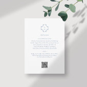 Carte D'accompagnement Blanc + bleu | Floral Monogrammé Mariage de code Q