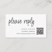 Carte D'accompagnement Blanc | Code QR | RSVP de mariage (Devant)