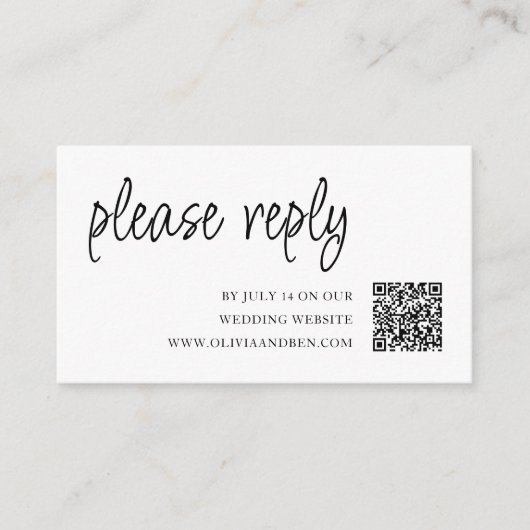 Carte D'accompagnement Blanc | Code QR | RSVP de mariage (Devant)