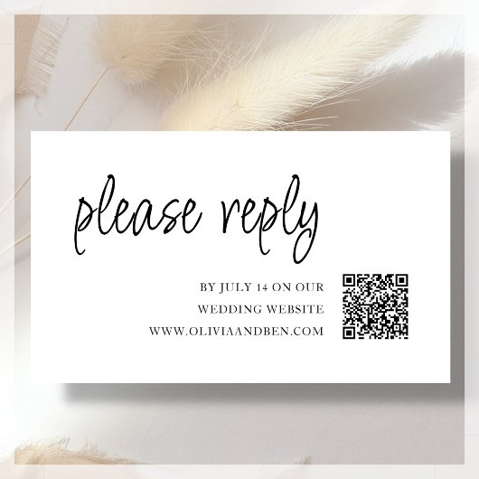 Carte D'accompagnement Blanc | Code QR | RSVP de mariage