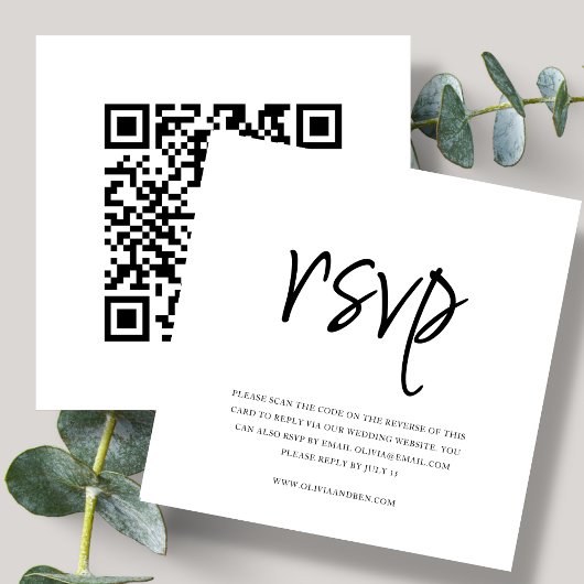 Carte D'accompagnement Blanc | Code QR | RSVP mariage