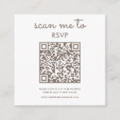 Carte D'accompagnement Blanc et Brown | Code QR RSVP de mariage (Devant)