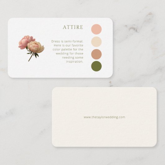 Carte D'accompagnement Blanc et ivoire | Code vestimentaire du Mariage ro (Devant / Derrière)