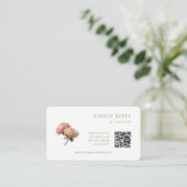 Carte D'accompagnement Blanc et olive | Chic Rose mariage RSVP QR Code (Debout devant)