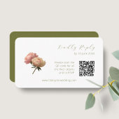 Carte D'accompagnement Blanc et olive | Chic Rose mariage RSVP QR Code