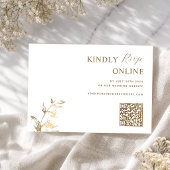 Carte D'accompagnement Blanc et Or Élégant Code QR RSVP Mariage