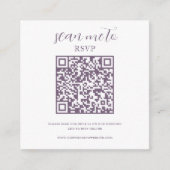 Carte D'accompagnement Blanc et pourpre | Code QR RSVP de mariage (Devant)