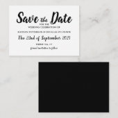 Carte D'accompagnement Blanc & Noir Moderne Enregistrer La Date (Devant / Derrière)