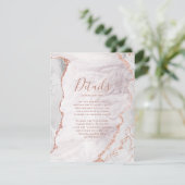 Carte D'accompagnement Blanc & Rose Gold Agate Marbre Détails du Mariage (Debout devant)