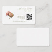 Carte D'accompagnement BLANCHE | Chic Rose mariage RSVP QR Code (Devant / Derrière)