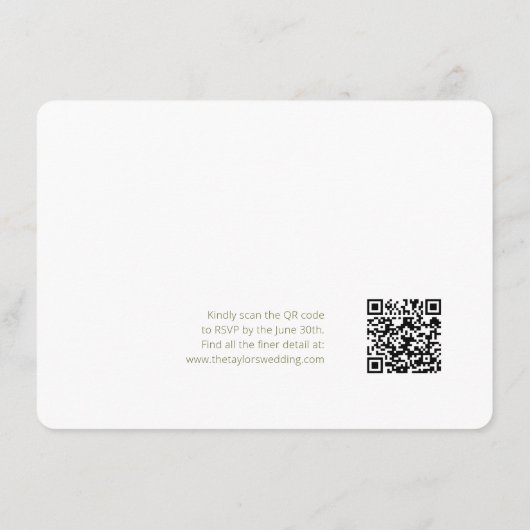Carte D'accompagnement BLANCHE | Code QR de détail du Mariage de script c (Dos)