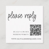 Carte D'accompagnement BLANCHE | Code QR RSVP de mariage (Devant)
