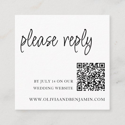 Carte D'accompagnement BLANCHE | Code QR RSVP de mariage (Devant)