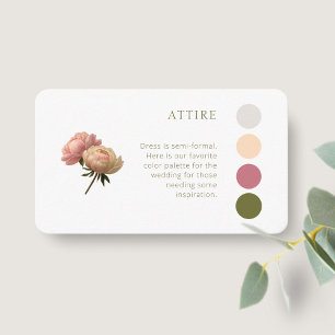 Carte D'accompagnement BLANCHE Pastel Rose Mariage Code vestimentaire