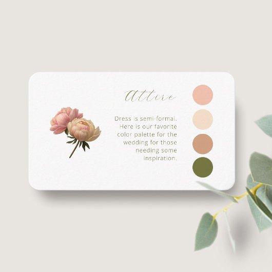 Carte D'accompagnement BLANCHE | Pastel Rose Mariage Code vestimentaire