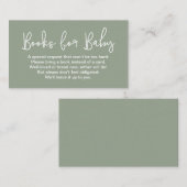 Carte D'accompagnement Blank back Sage Green Baby shower Book Request (Devant / Derrière)
