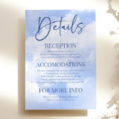 Carte D'accompagnement Bleu Blanc Étincelant Nuages Élégant Mariage Détai