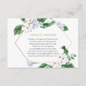 Carte D'accompagnement Bleu blanc fleuri vert or garçon étalage douche (Devant)