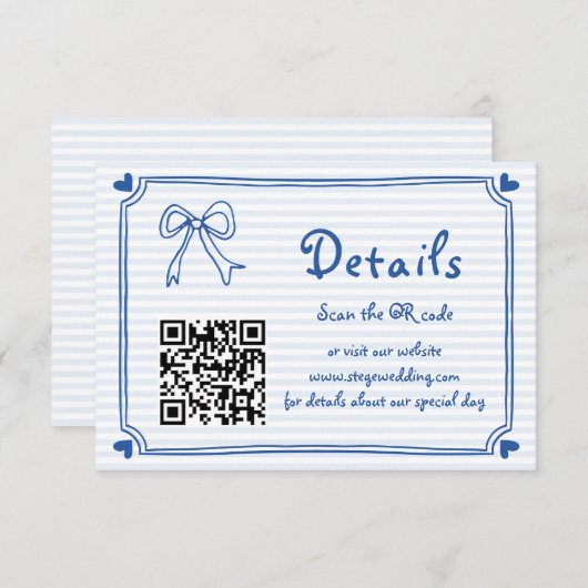 Carte D'accompagnement Bleu Bleu Bande griffée mariage Boîtier (Devant / Derrière)