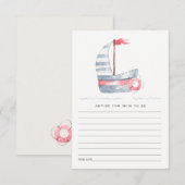 Carte D'accompagnement Bleu Bleu Rouge Cute Conseils Pour Mum Baby shower (Devant / Derrière)